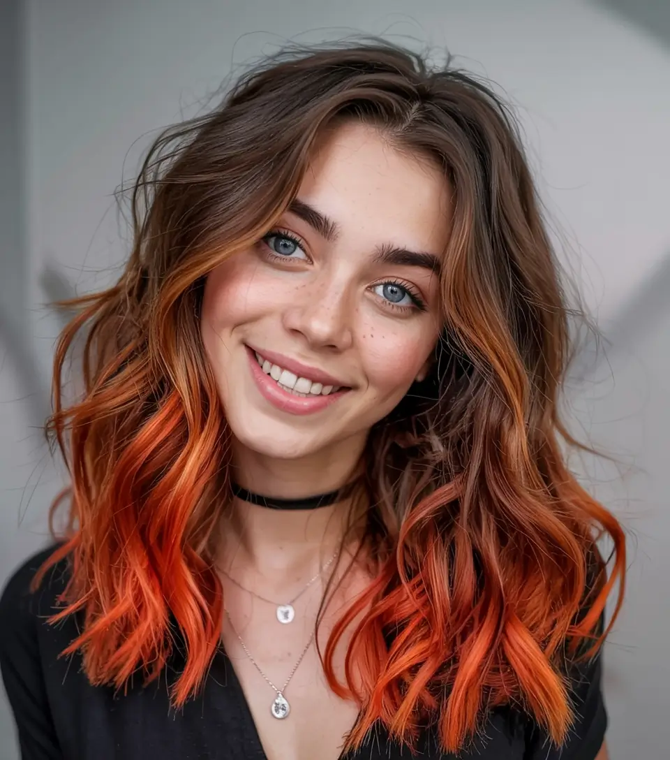fall hairstyles and colors ideas 2025 Autumn Ember Ombre