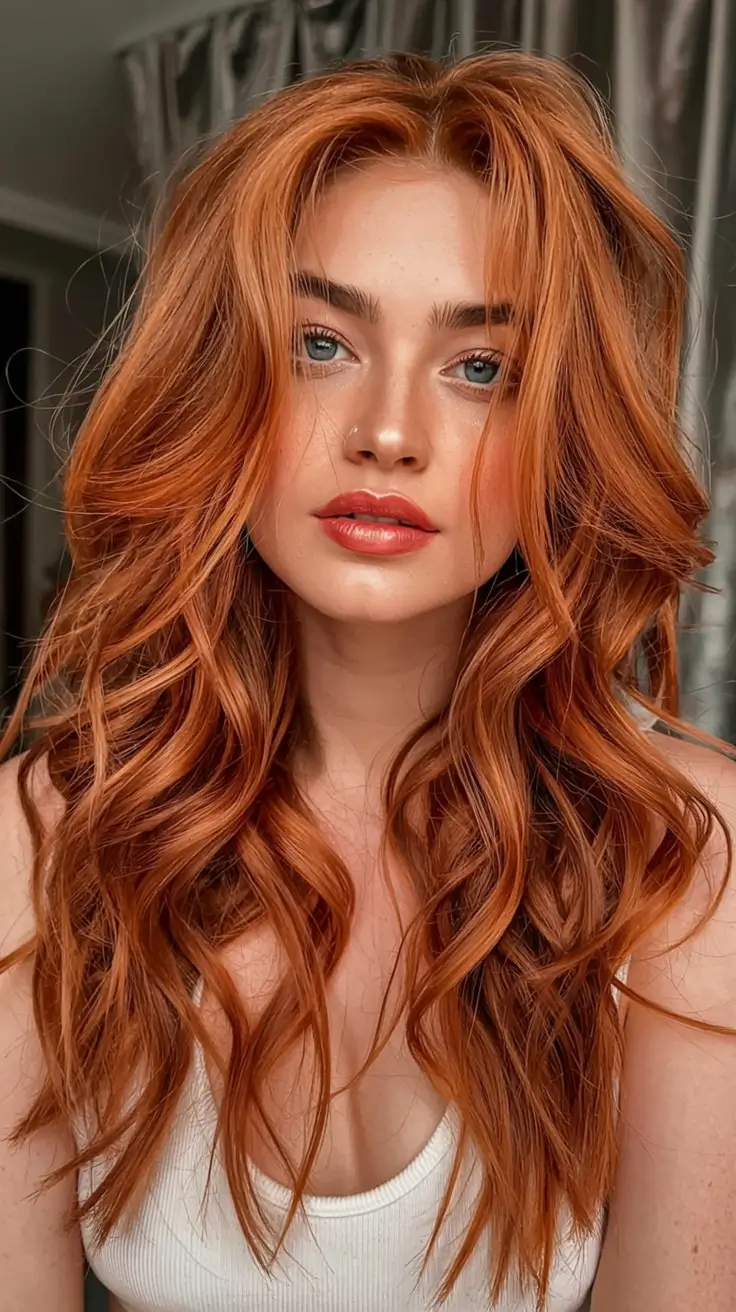 fall hairstyles and colors ideas 2025 Copper Cinnamon Waves