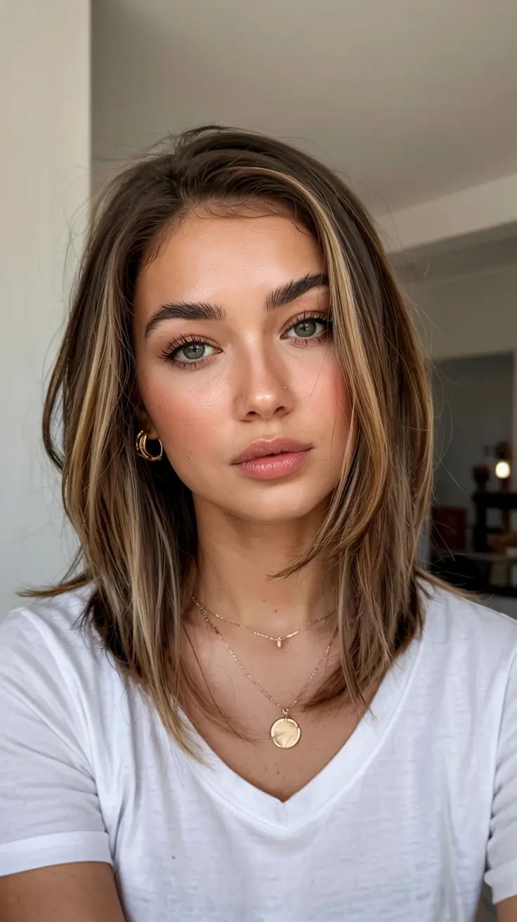 fall hairstyles for women over 40 ideas 2025+Fresh-Textured Lob with Face Framing Ribbons
