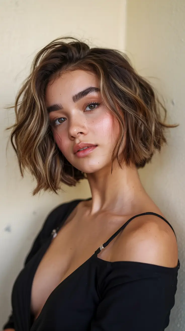 fall hairstyles for women over 40 ideas 2025+Playful Wavy Bob with Sculpted Volume