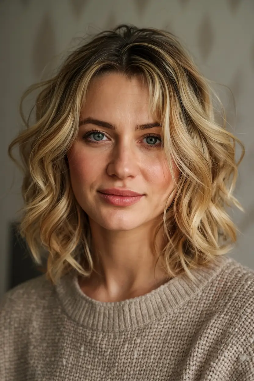 fall hairstyles for women over 40 ideas 2025+Modern Collarbone Cut with Blonde Balayage