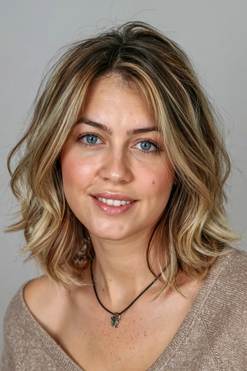 fall hairstyles for women over 50 ideas 2025 Warm Honey Lob With Lazy Wave Texture