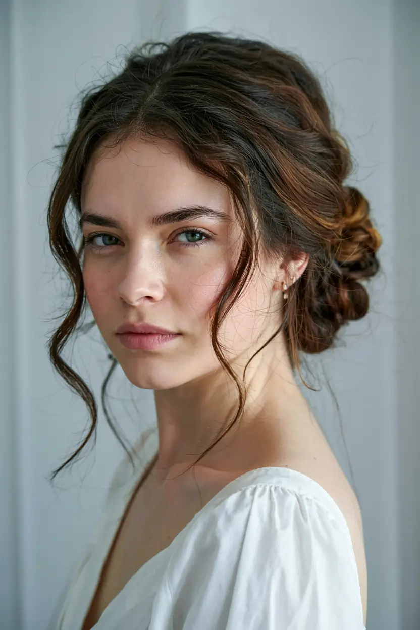 fall hairstyles for women over 50 ideas 2025 Romantic Bun With Soft Cascading Tendrils
