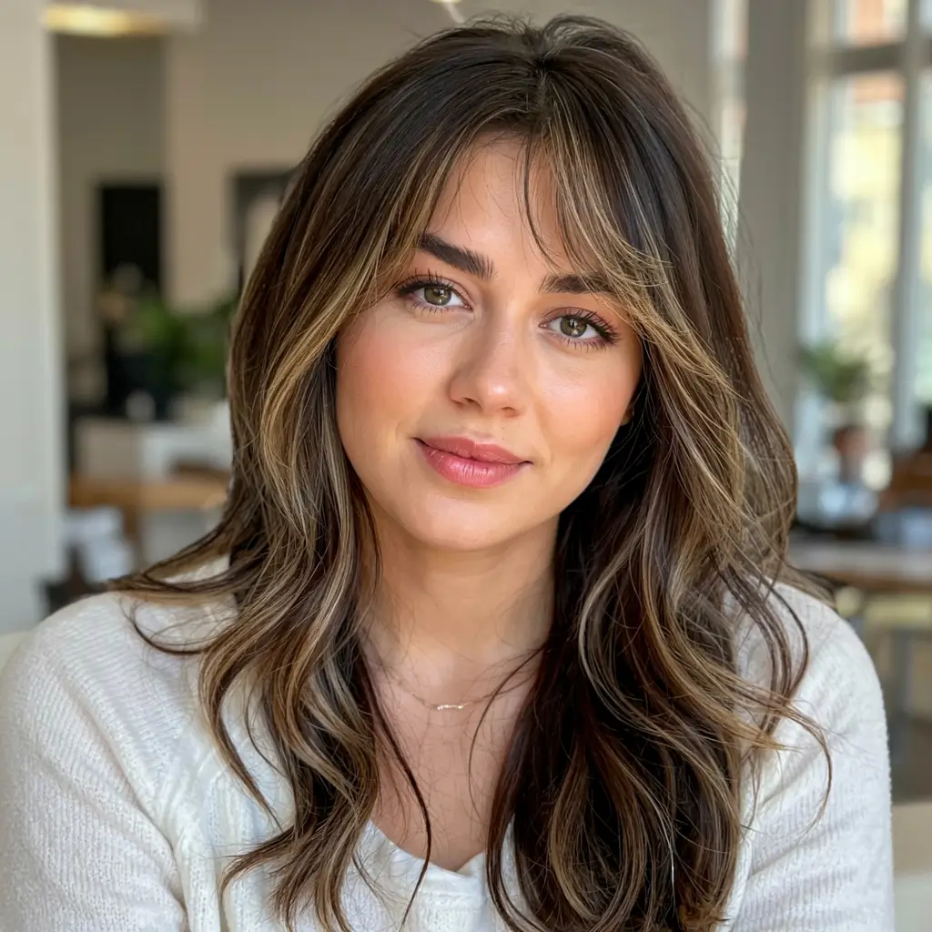 fall hairstyles for women over 50 ideas 2025 Glossy Face-Framed Layers With Long Curtain Bangs