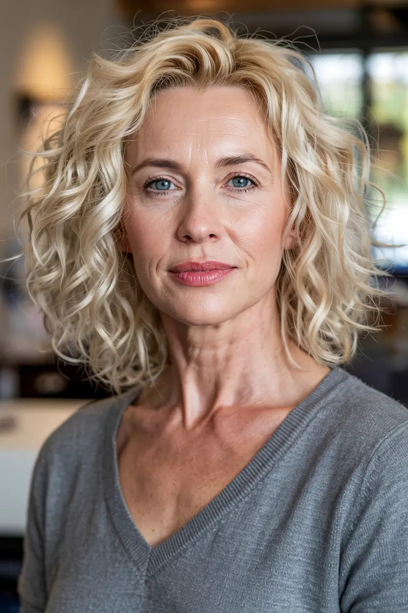 fall hairstyles for women over 50 ideas 2025 Voluminous Ivory Curls with a Modern Twist