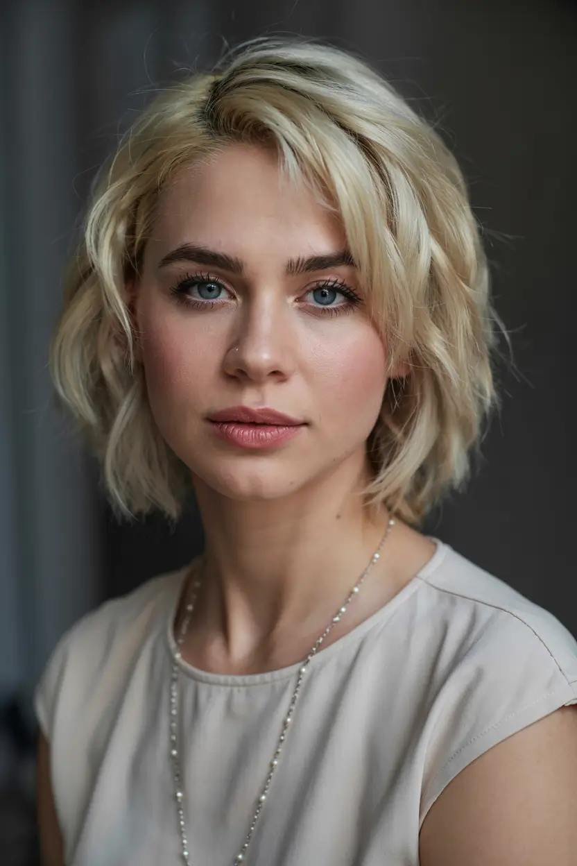 fall hairstyles for women over 50 ideas 2025 Short Platinum Bob with Youthful Texture