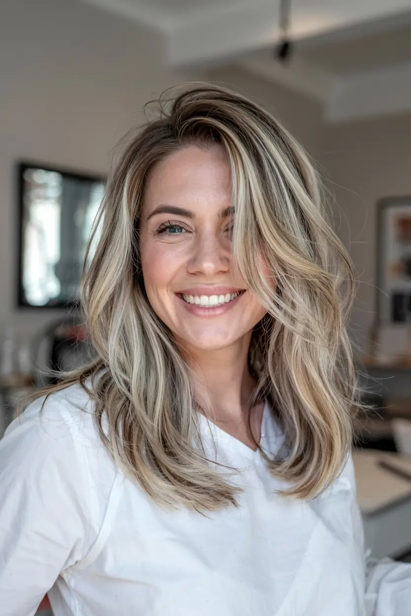 fall hairstyles for women over 50 ideas 2025 Blended Blonde Layers With Side Part Bounce