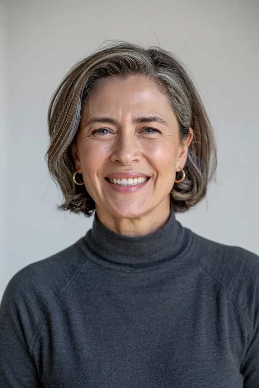 fall hairstyles for women over 60 ideas 2025 Classic Bob with Subtle Gray Blending