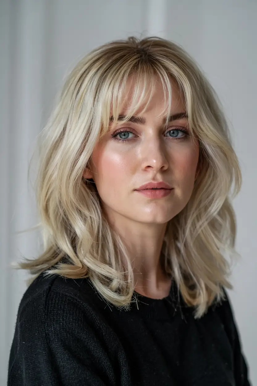 fall hairstyles for women over 60 ideas 2025 Shoulder-Length Shag with Curtain Fringe