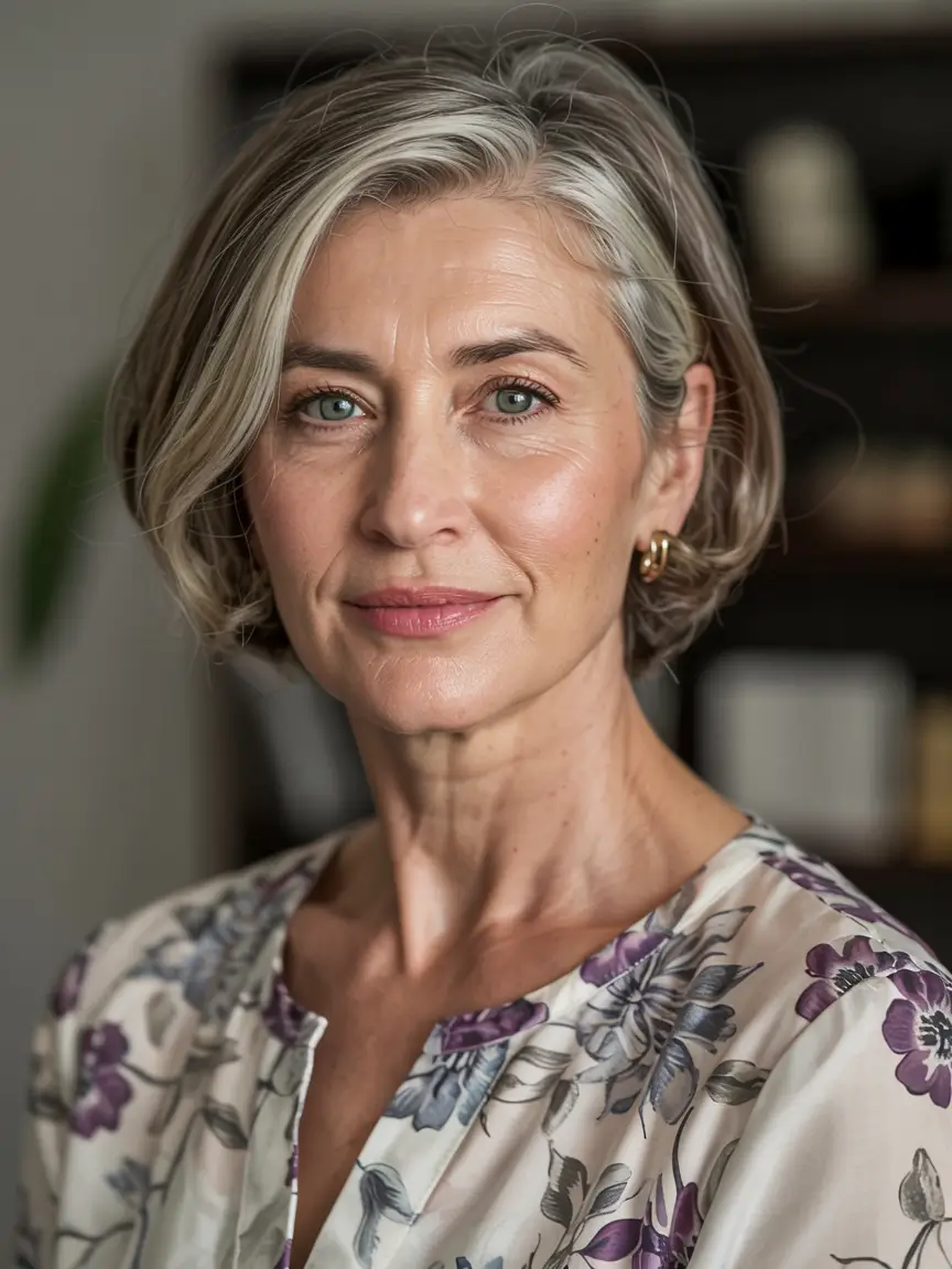 fall hairstyles for women over 60 ideas 2025 Classic Short Bob with Sleek Finish