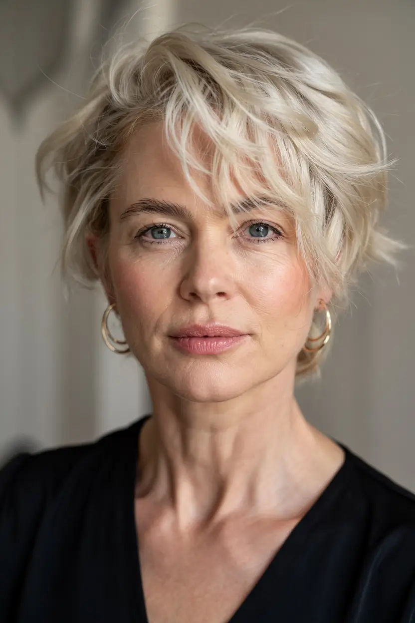 fall hairstyles for women over 60 ideas 2025 Textured Platinum Crop