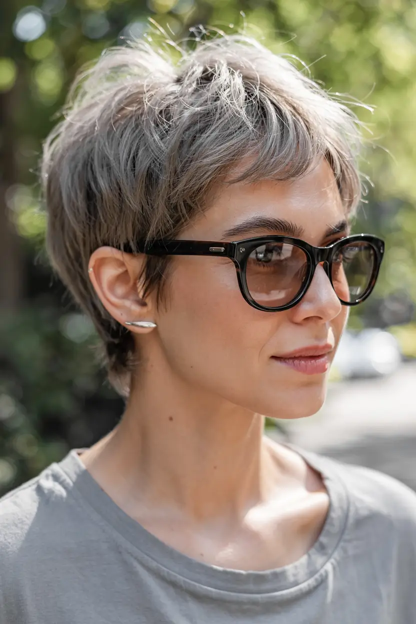 fall hairstyles for women over 60 ideas 2025 Choppy Pixie with Cool Ash Tones