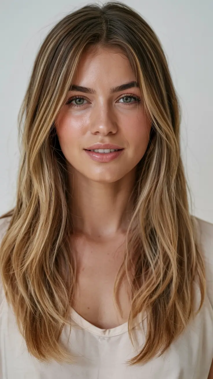 fall long haircut ideas 2025+Soft Sand Balayage with Airy Volume