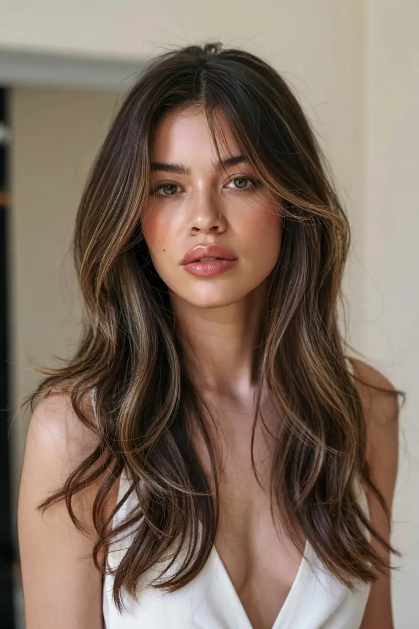 fall long haircut ideas 2025+Toffee Brown Layers with Face-Framing Brilliance