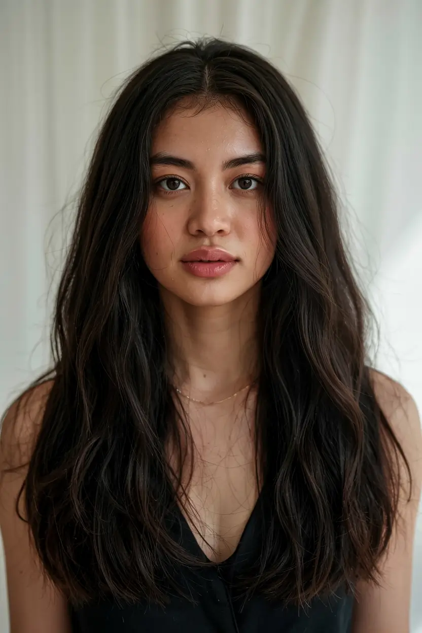fall long haircut ideas 2025+Natural Flow with Grown-Out Texture
