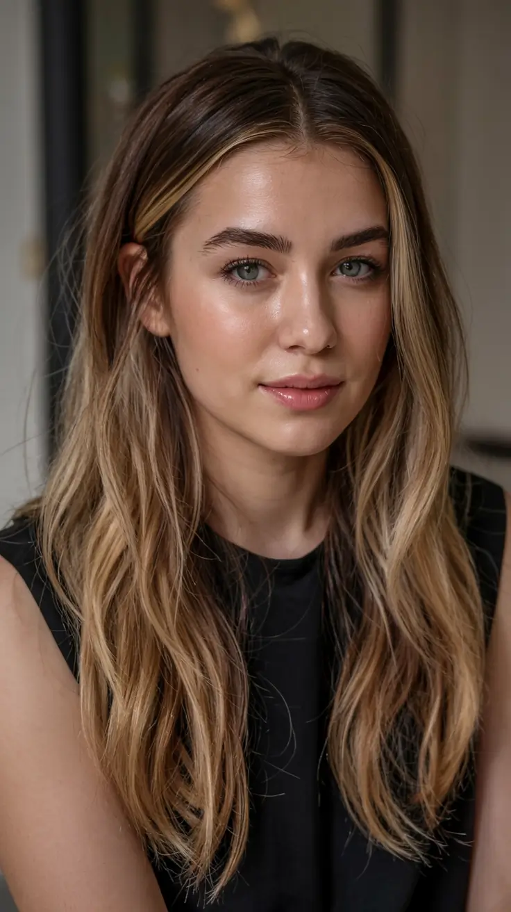 fall long haircut ideas 2025+Golden Honey with Cool-Girl Energy