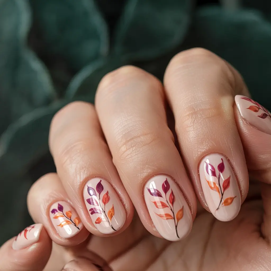 fall nails art ideas 2025 Delicate Autumn Branches