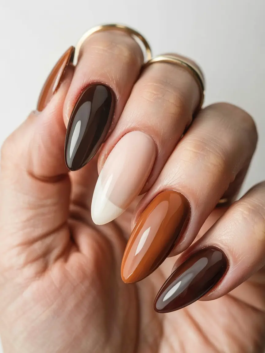 fall nails art ideas 2025 Caramel Gradient Elegance