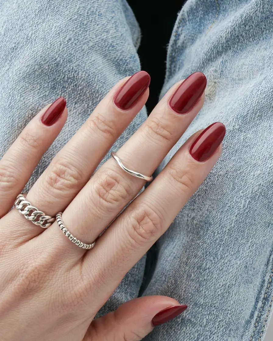 fall nails art ideas 2025 Classic Deep Burgundy