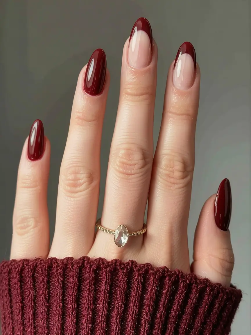 fall nails art ideas 2025 Burgundy Deep Tips