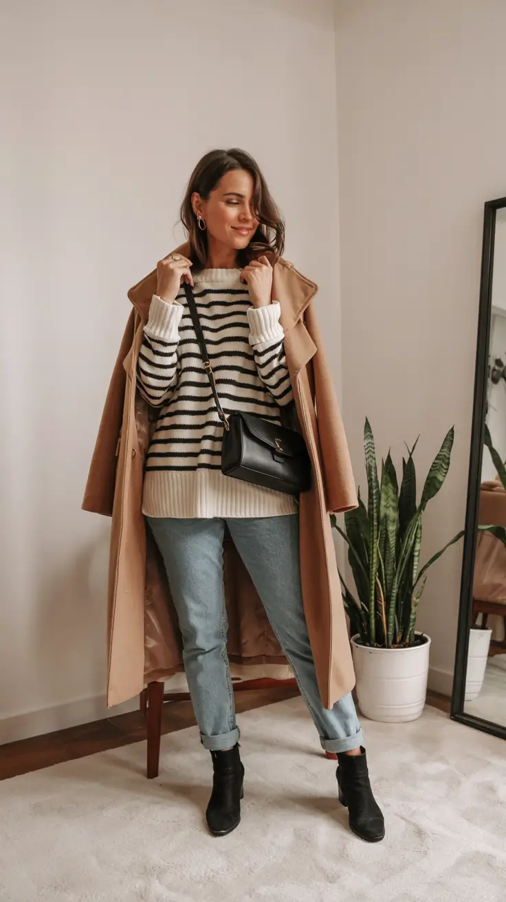 fall outfits for school 2025 Classic Stripes and Camel