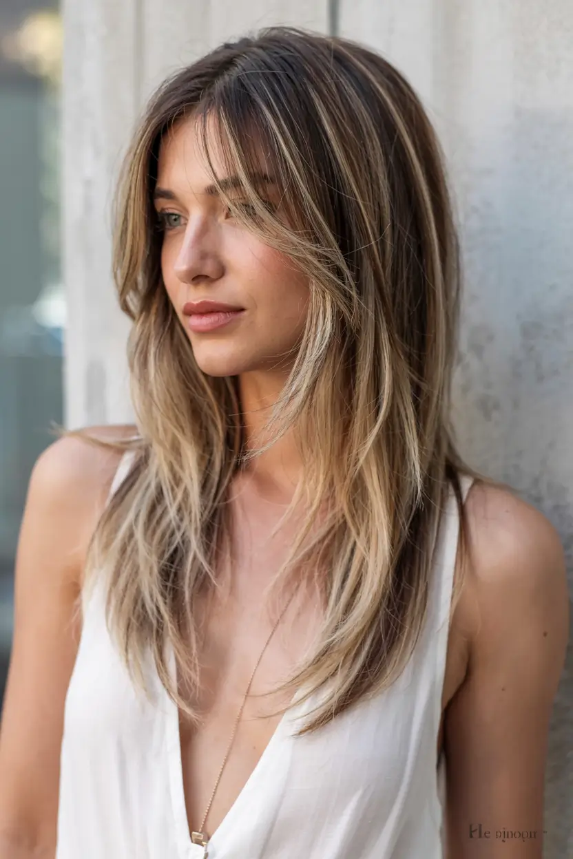 fall shag haircut ideas 2025 Champagne Blonde Long Shag