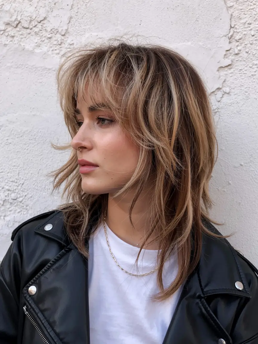 fall shag haircut ideas 2025 Piecey Bangs & Layered Flicks