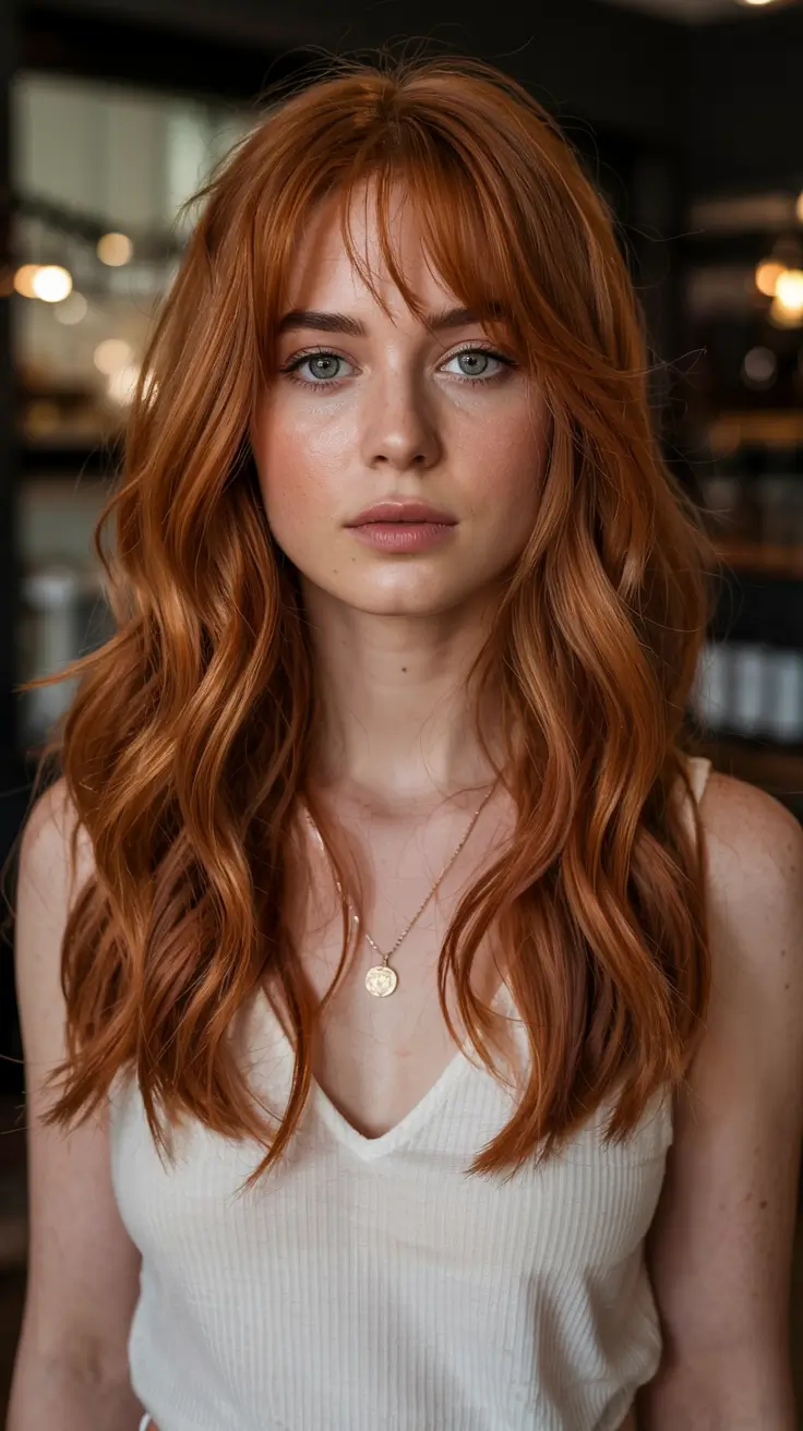 fall shag haircut ideas 2025 Long Fiery Copper Shag