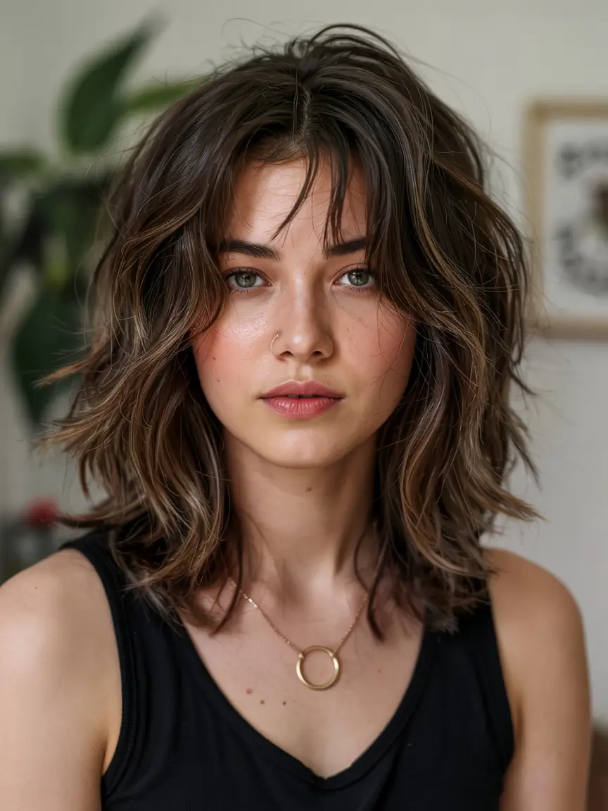 fall shag haircut ideas 2025 Effortless Volume in a Medium Shag