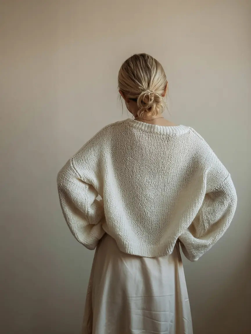 fall sweater outfits ideas 2025 Soft Ivory Elegance in Motion