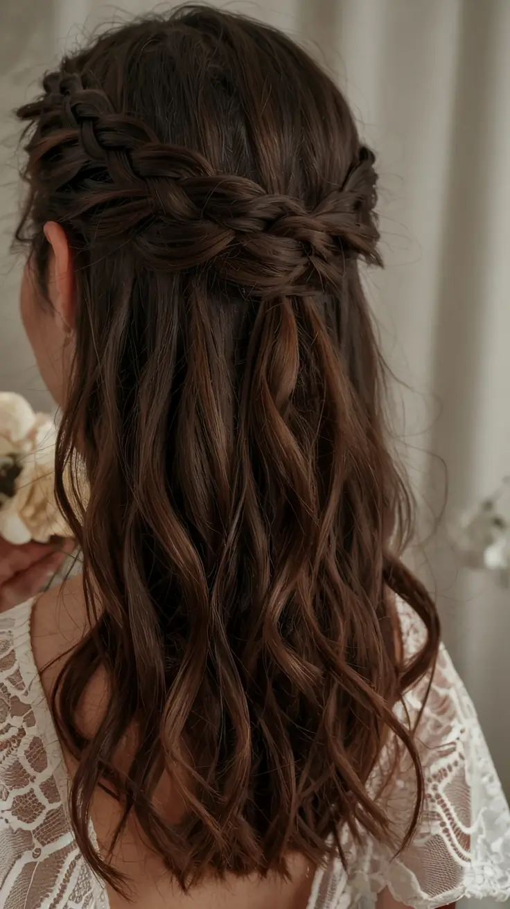 fall wedding hairstyles ideas 2025 Boho Double Braid Half-Up Style
