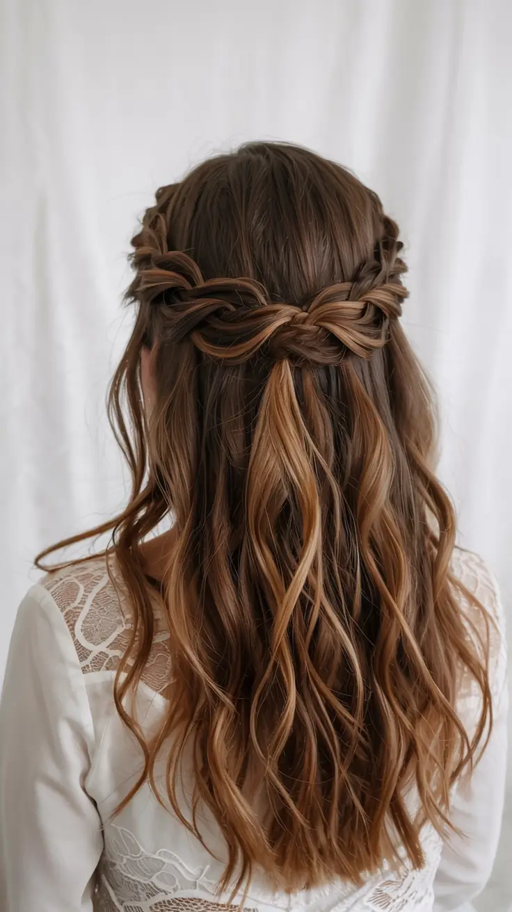 fall wedding hairstyles ideas 2025 Intricate Braided Half-Up Style