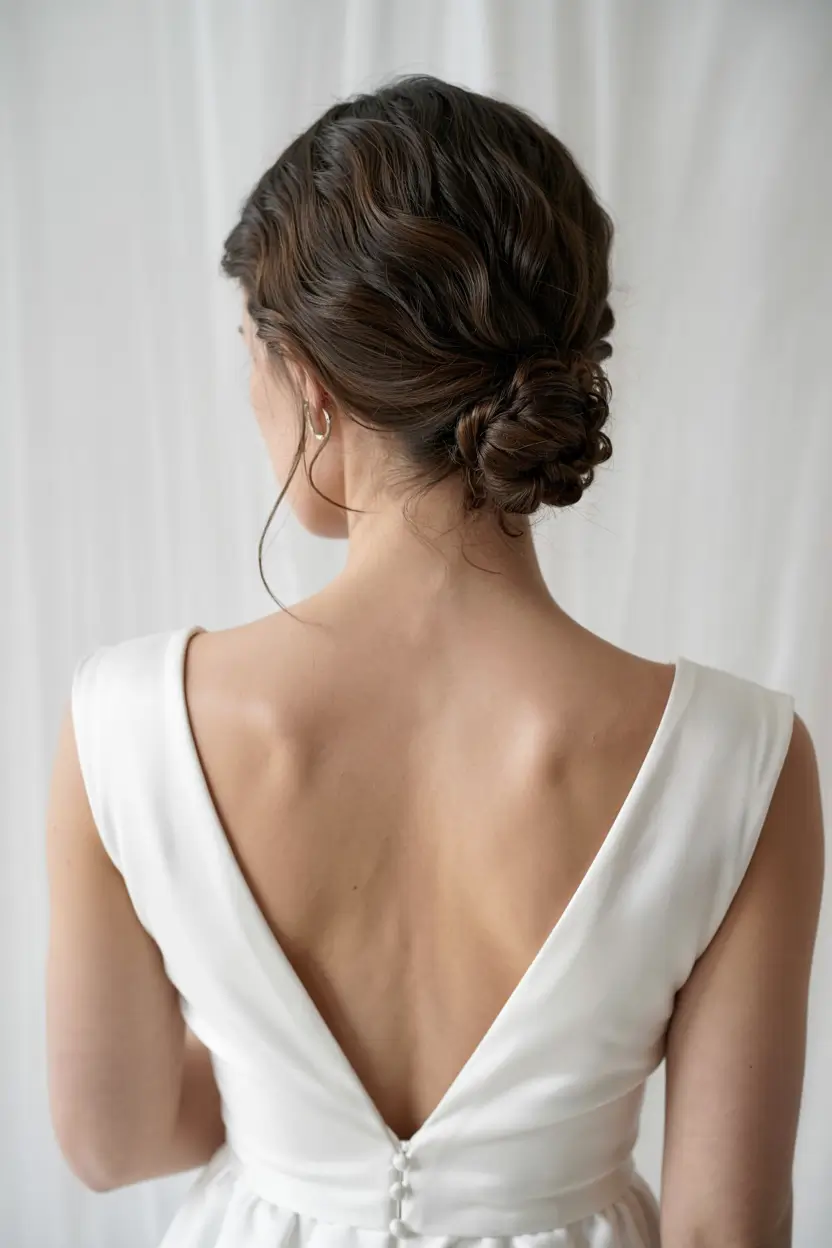 fall wedding hairstyles ideas 2025 Classic Low Bun With Modern Twist
