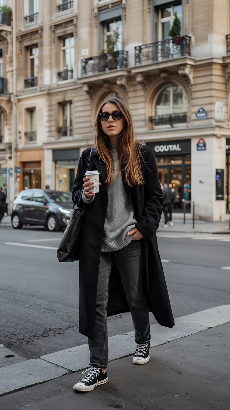 fall winter outfits ideas 2025 Relaxed Monochrome Layers