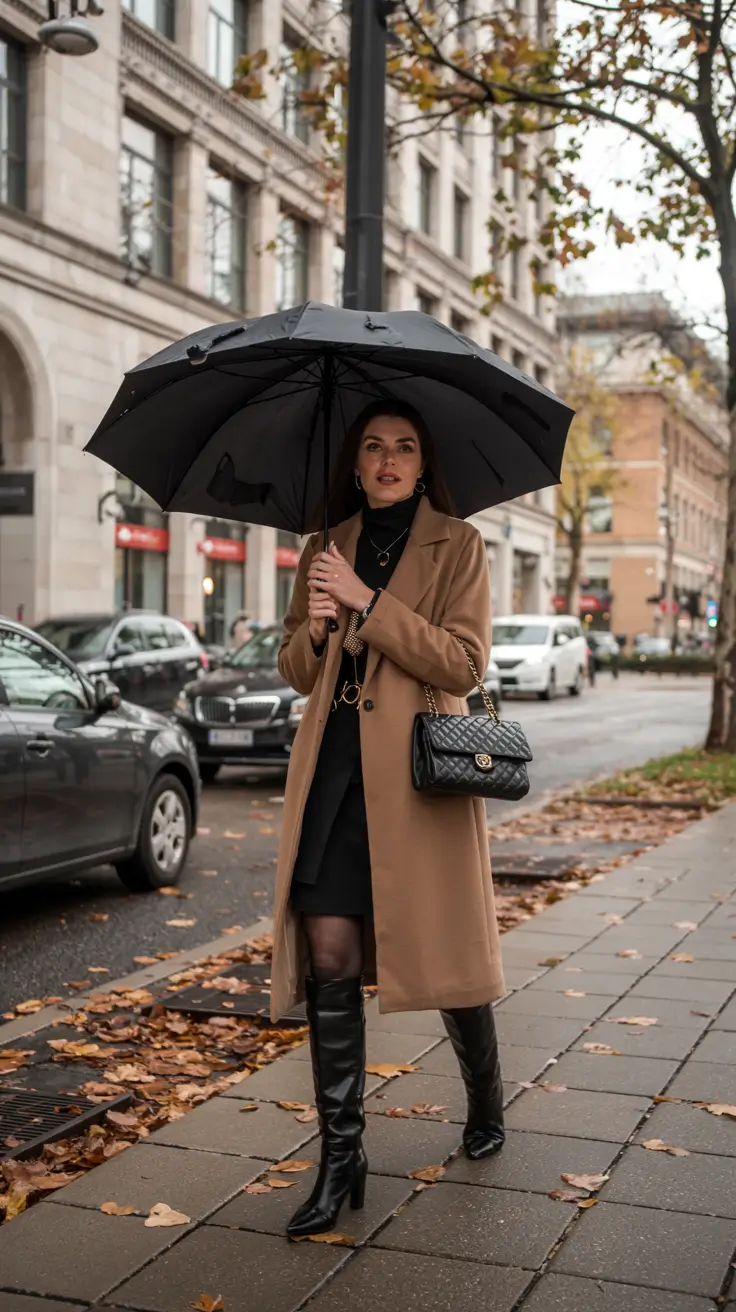 fall winter outfits ideas 2025 Rain-Ready Chic