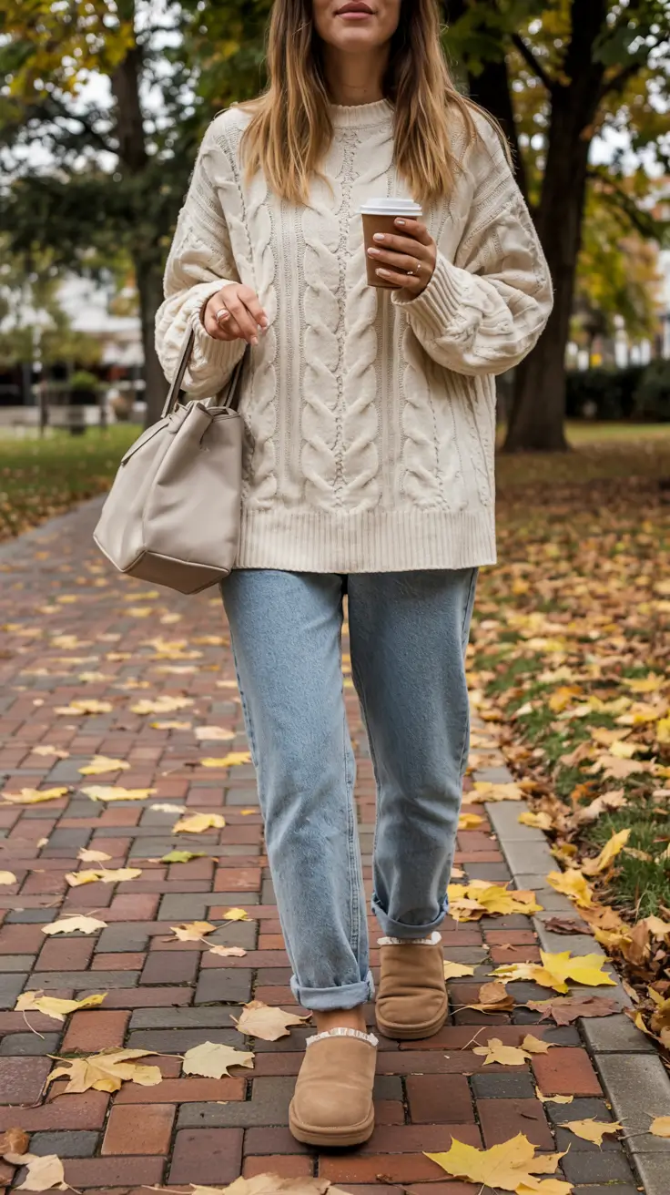 fall winter outfits ideas 2025 Weekend Cable Knit Comfort