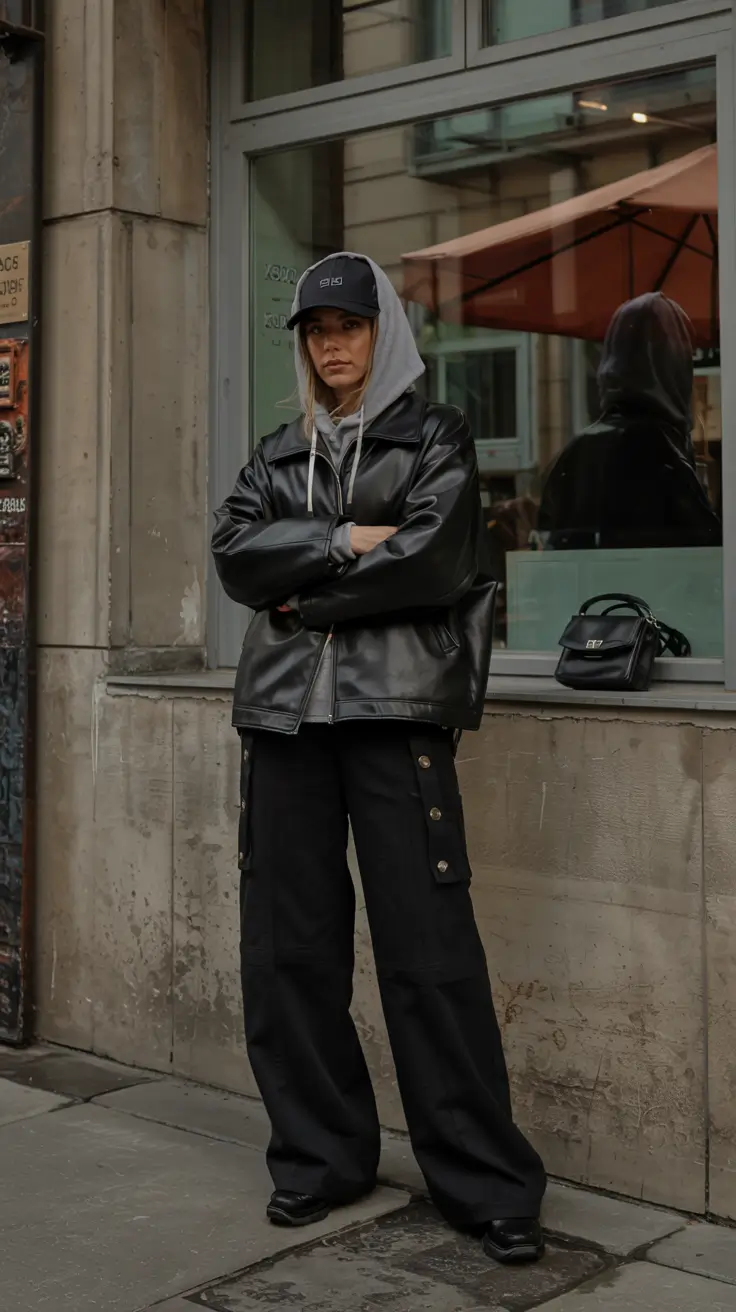 fall winter outfits ideas 2025 Streetwise Leather Layers