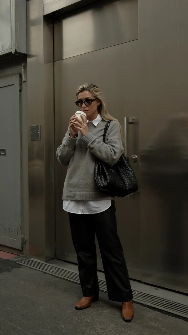 fall winter outfits ideas 2025 Muted Grey Layers