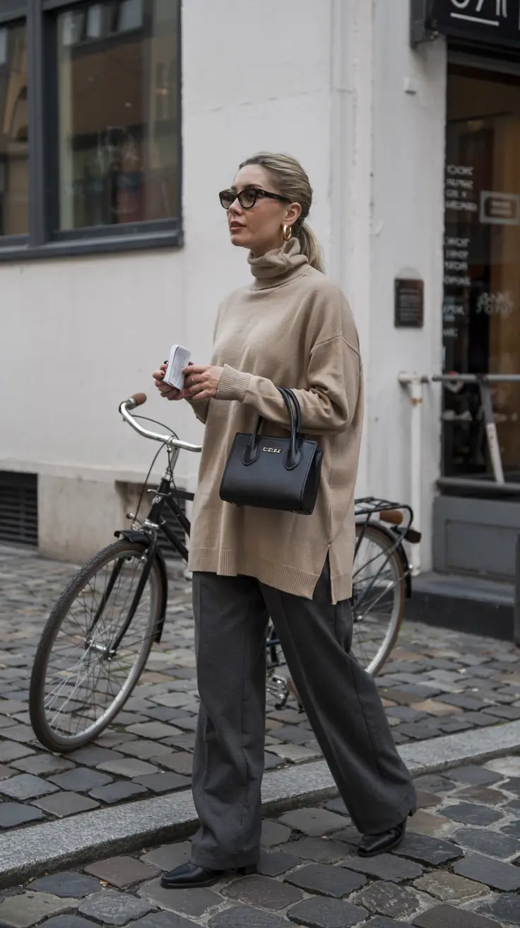 fall winter outfits ideas 2025 Oversized Minimal Turtleneck