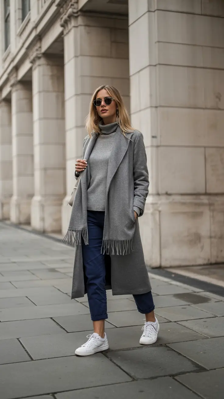 fall winter outfits ideas 2025 Soft Grey Tonal Layers
