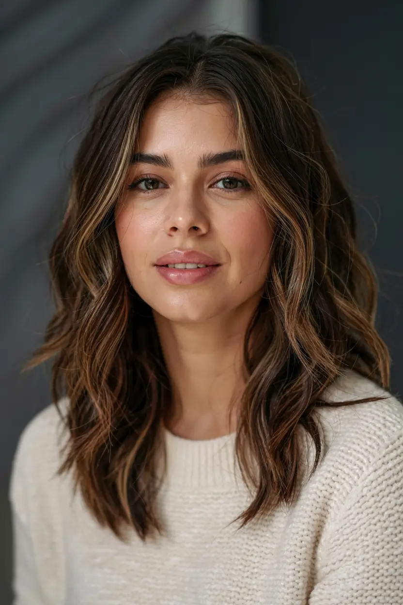 medium length fall haircuts ideas 2025 Loose Texture With Seamless Babylights