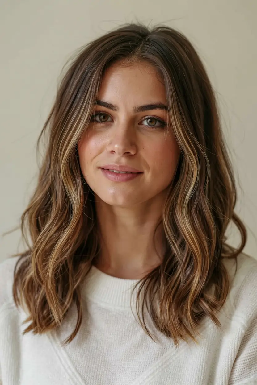 medium length fall haircuts ideas 2025 Undone Layers With Soft Face Highlights