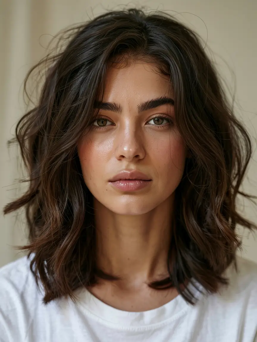 medium length fall haircuts ideas 2025 Edgy Bedhead Texture With Subtle Angles