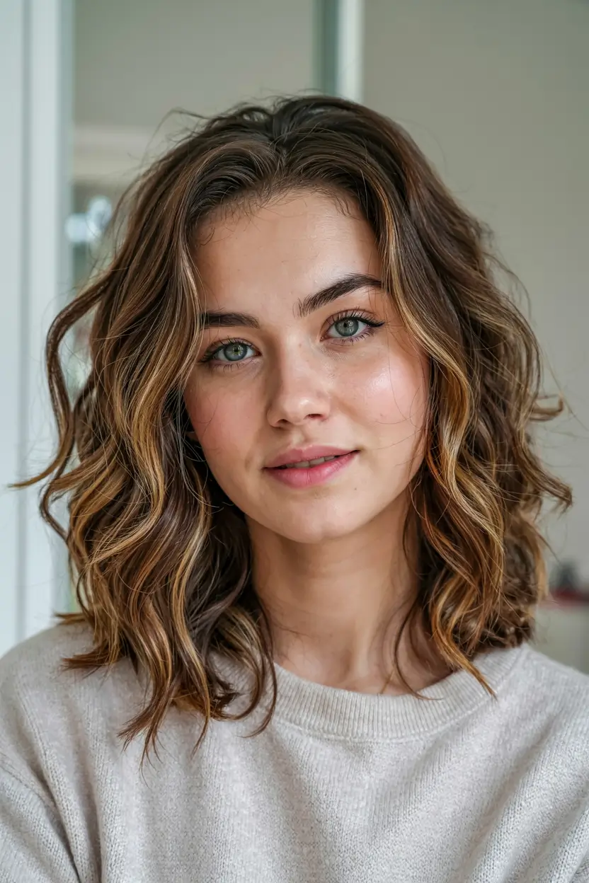 medium length fall haircuts ideas 2025 Golden Auburn Curls With Chunky Texture