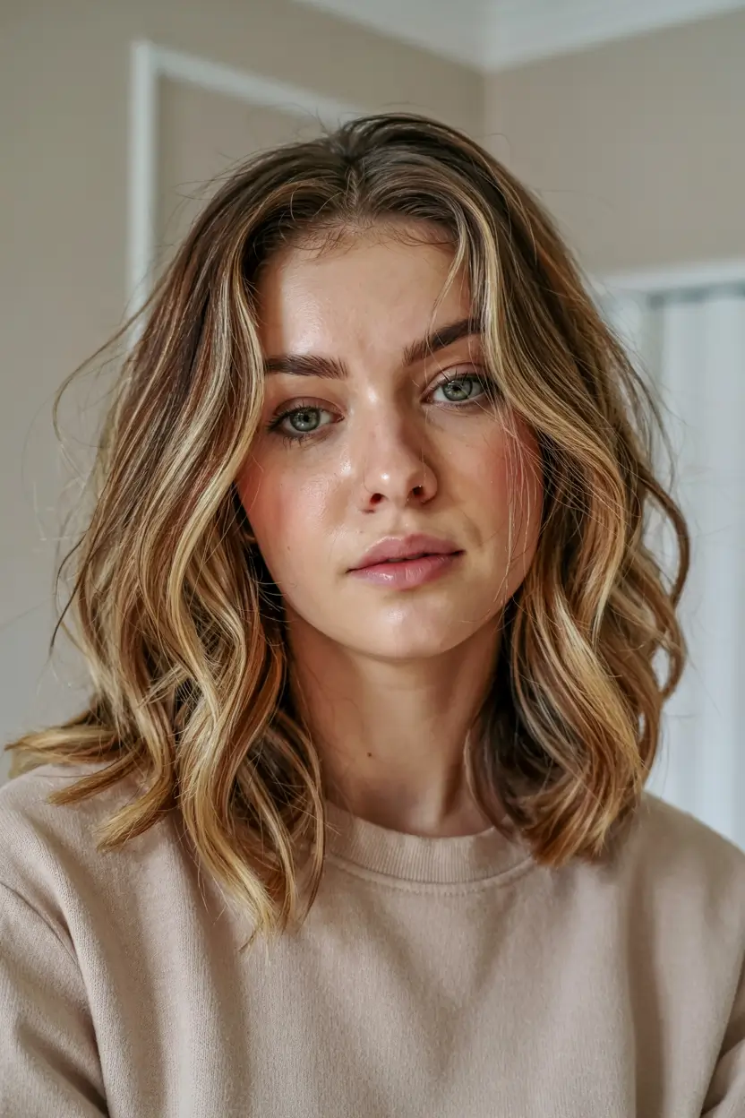 medium length fall haircuts ideas 2025 Warm Honey Curls With Shoulder Bounce