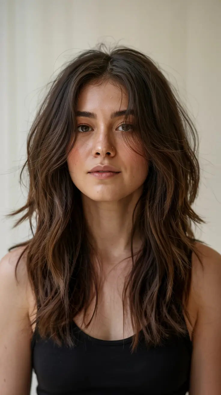 medium length fall haircuts ideas 2025 Effortless Middle-Parted Waves