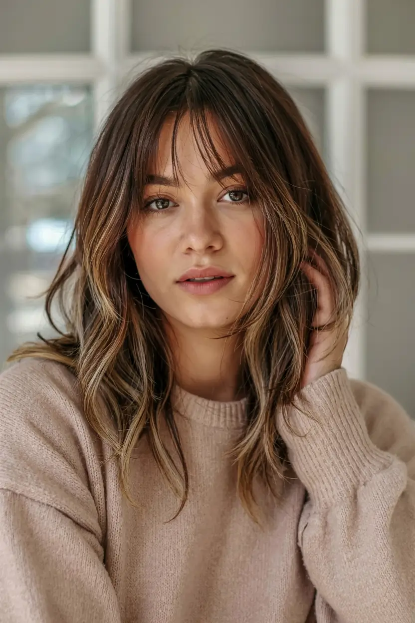 popular fall haircuts ideas 2025 Wispy Fringe with Tousled Texture