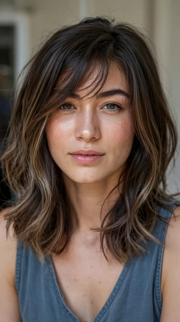 popular fall haircuts ideas 2025 Soft Layers with Side Bangs