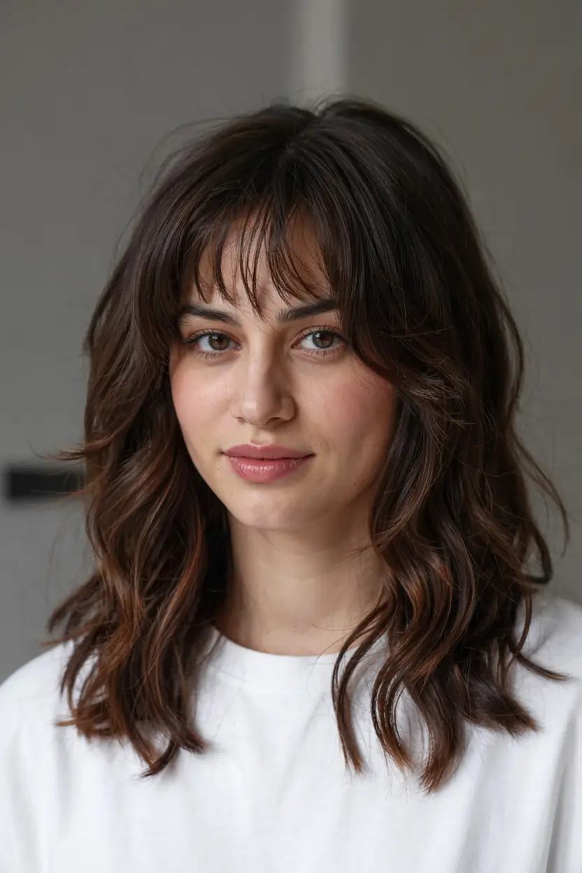 popular fall haircuts ideas 2025 Textured Shag with Feathered Fringe