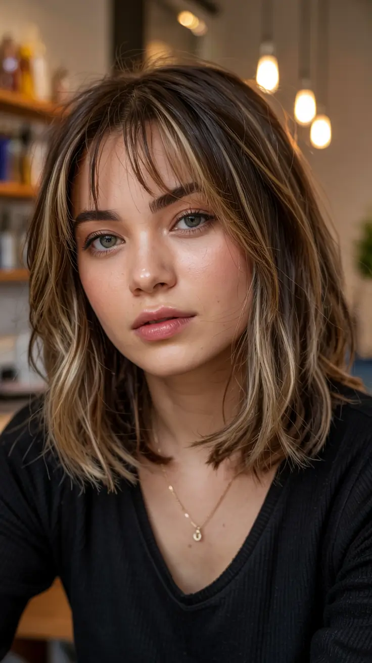 popular fall haircuts ideas 2025 Blunt Bob with Peekaboo Highlights